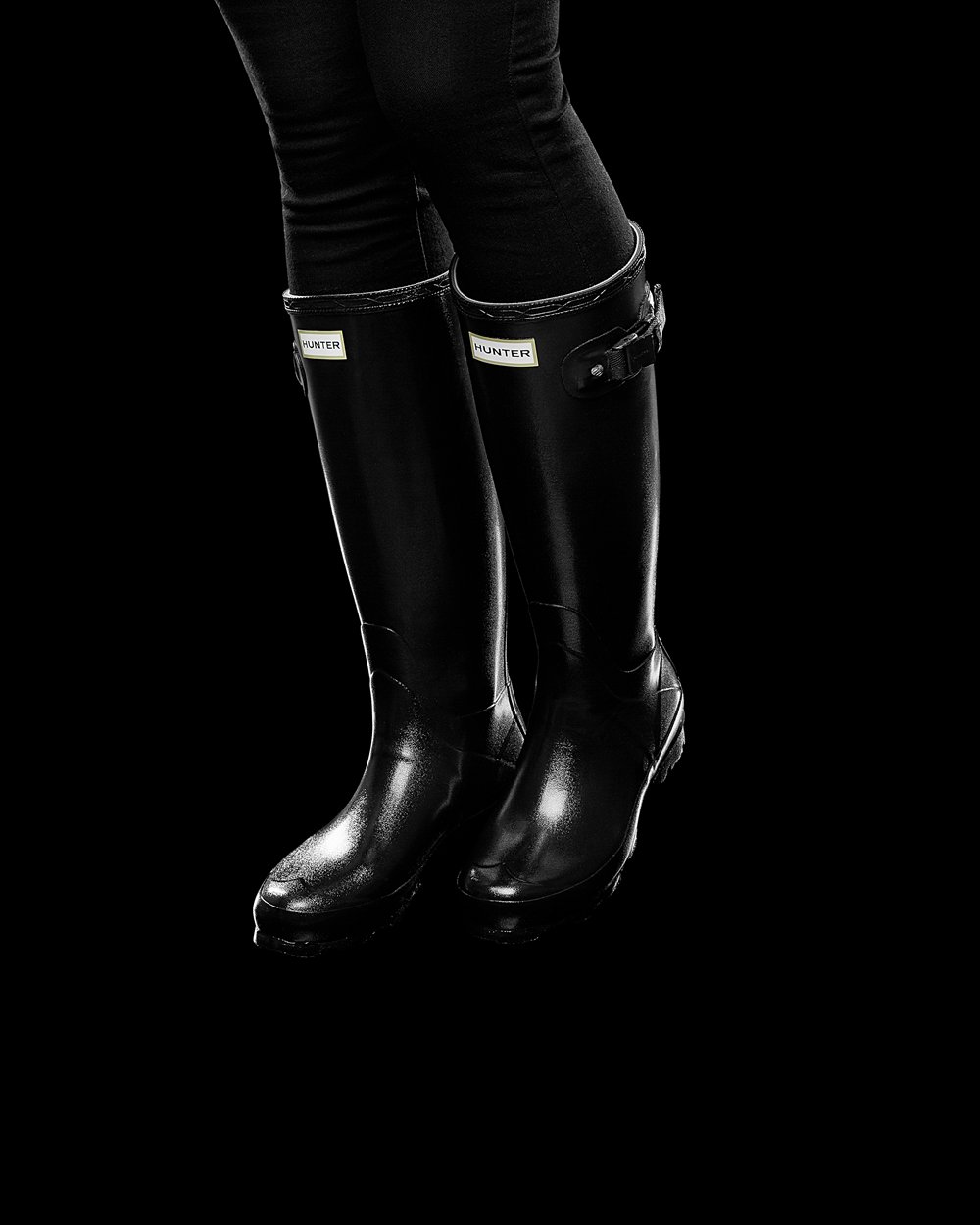 Womens Tall Rain Boots - Hunter Norris Field Gloss (58JDYZEBW) - Black